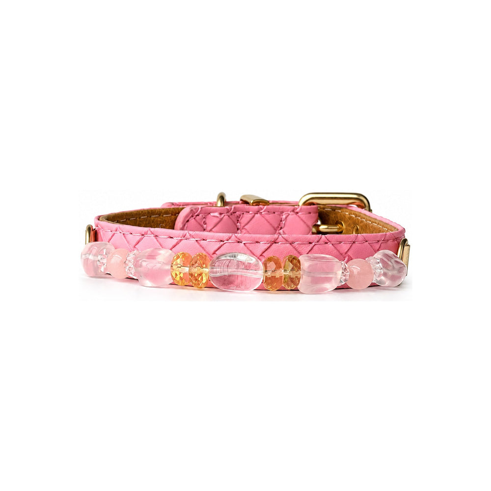 Pink Sunlight Natural Stone Beaded Pet Collar