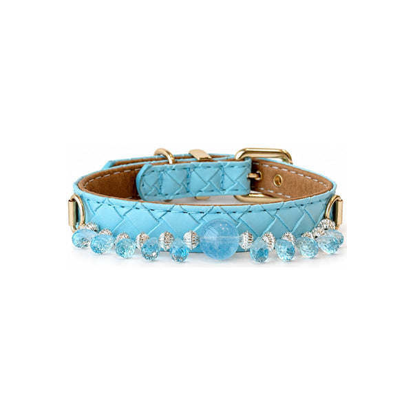 Aqua Dewdrop Beaded Pet Collar
