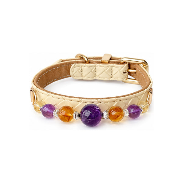 Violet Dawn Natural Stone Beaded Pet Collar
