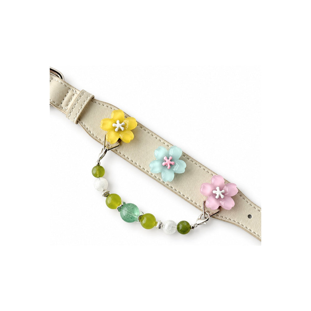 Green Meadow Blossom Beaded Pet Collar