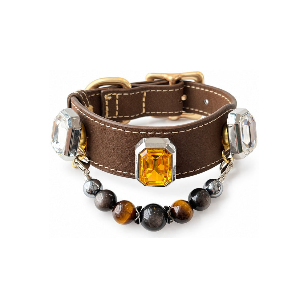 Midnight Tiger Facet Beaded Pet Collar