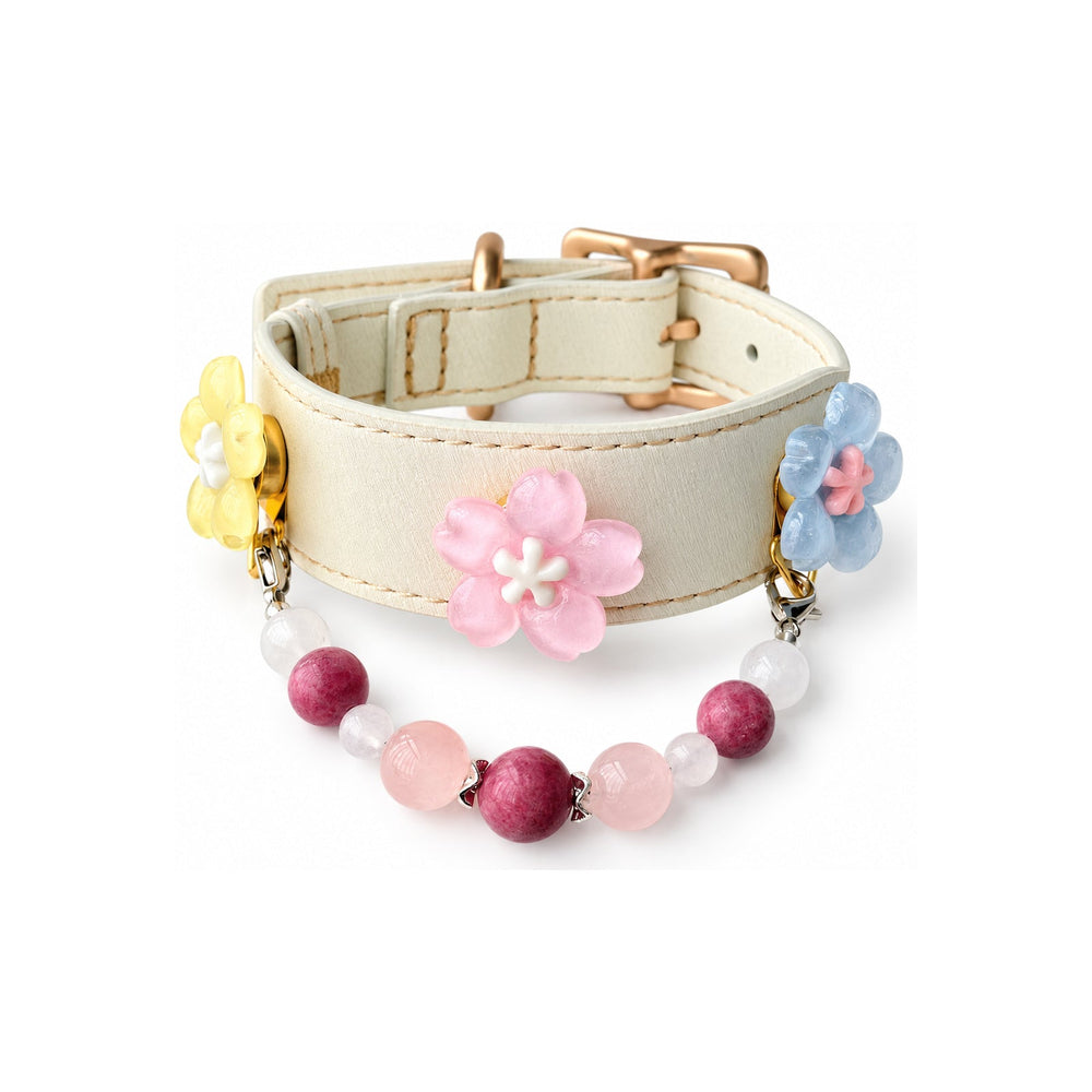 Rose Snow Blossom Beaded Pet Collar