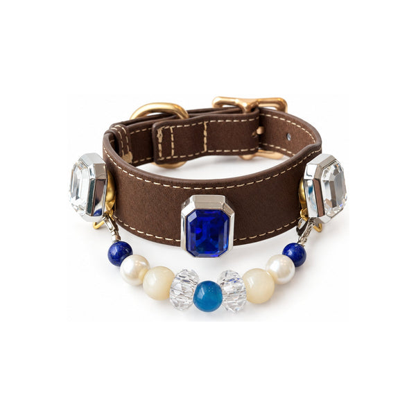 Blue Moon Pearl Facet Beaded Pet Collar