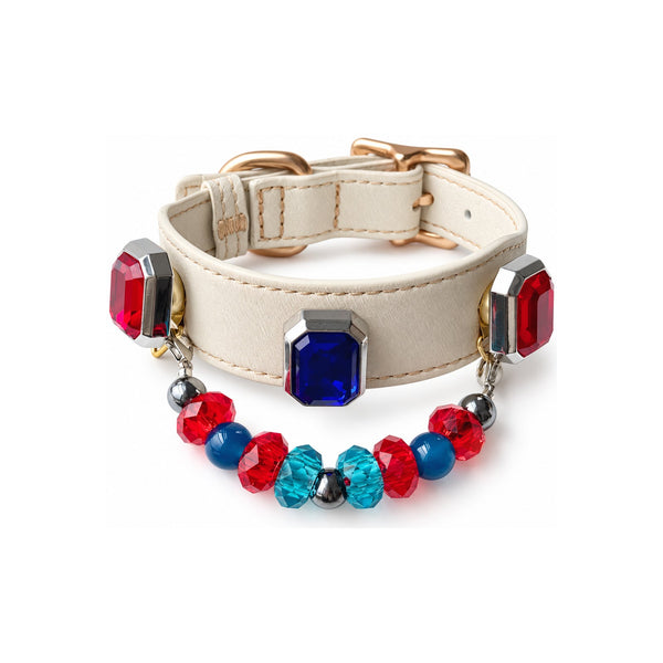Scarlet Ocean Facet Beaded Pet Collar