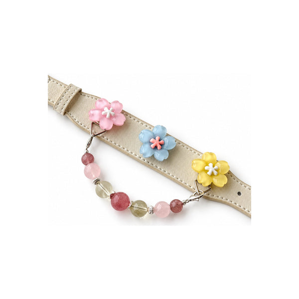Erdbeer-Pastellblüten-Halsband mit Perlen