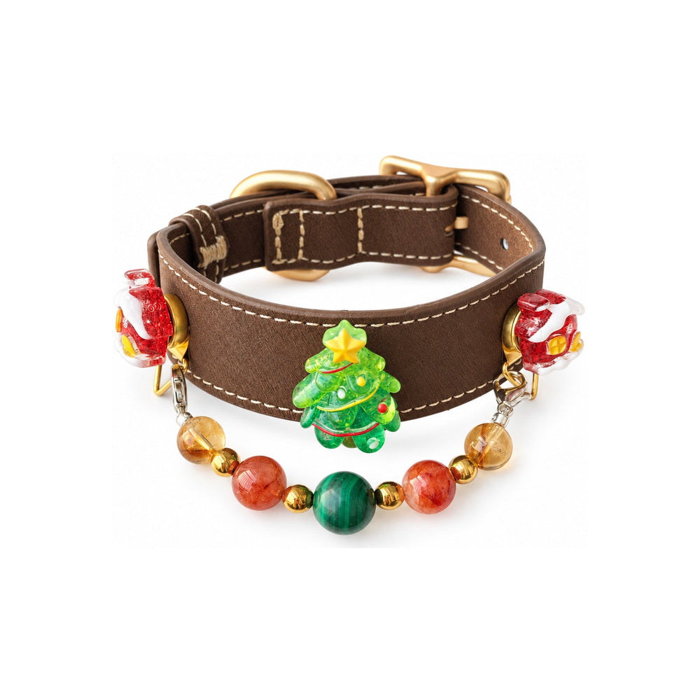 Malachit-Weihnachts-Kakao-Perlenhalsband für Haustiere