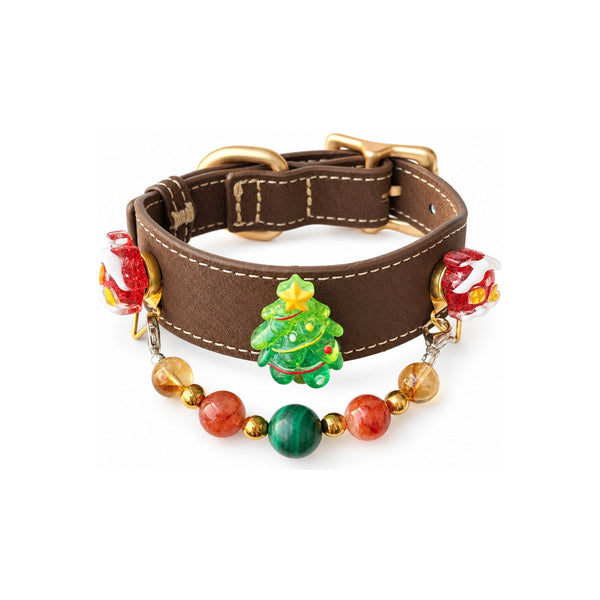 Malachite Christmas Cocoa Beaded Pet Collar