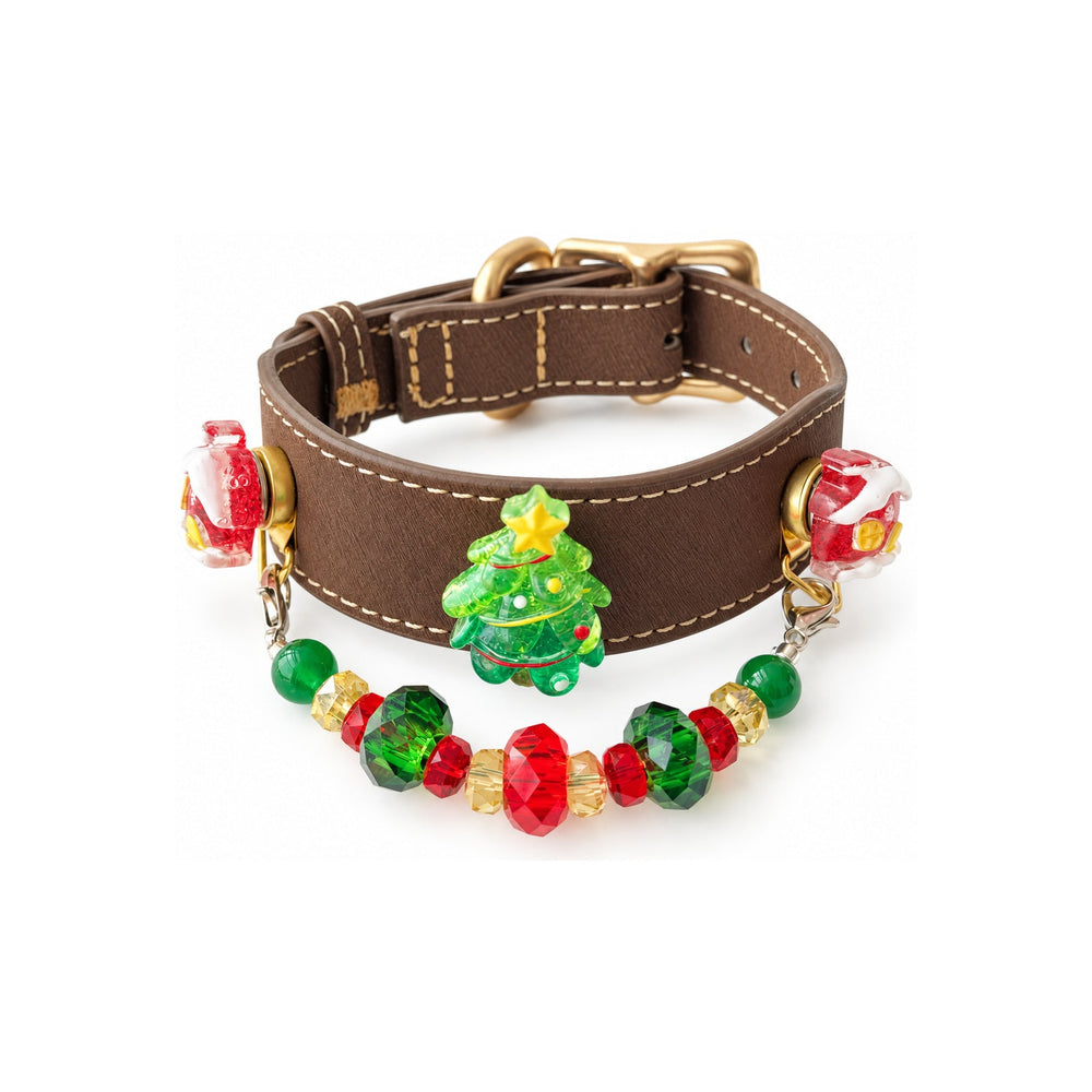 Evergreen Christmas Cocoa Beaded Pet Collar
