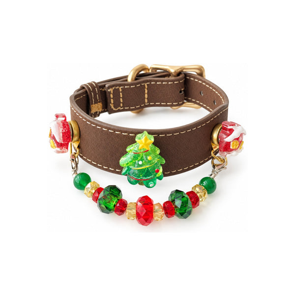 Evergreen Christmas Cocoa Beaded Pet Collar