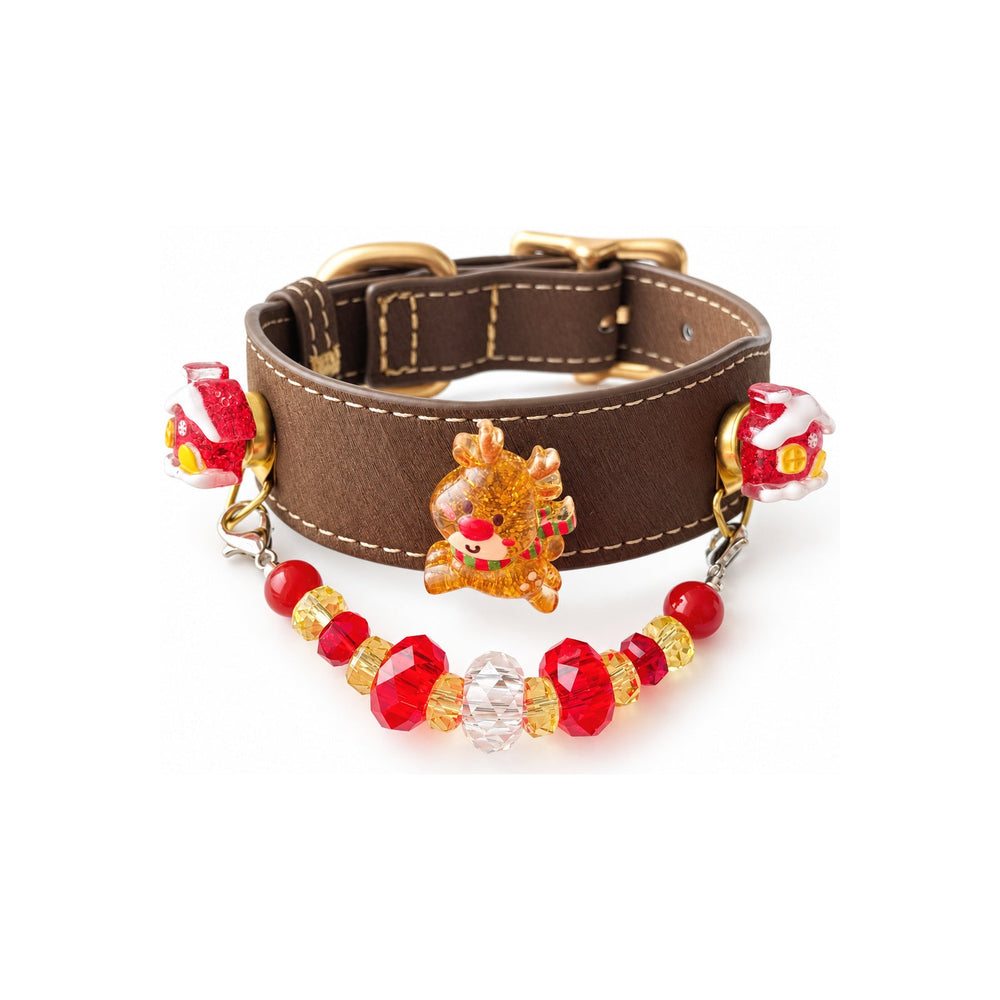 Scarlet Reindeer Cocoa Perlen-Halsband für Haustiere