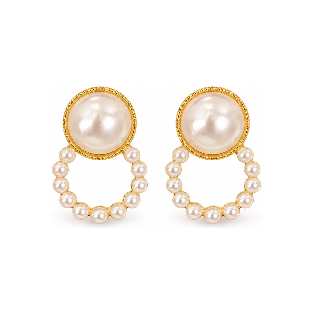 Pearl-Look Circle Drop Earrings — Classic Elegant Jewelry