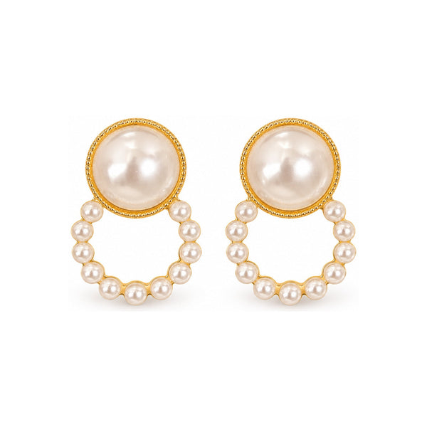 Pearl-Look Circle Drop Earrings — Classic Elegant Jewelry