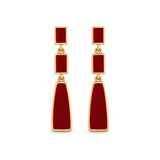 Burgundy Geometric Tiered Drop Earrings