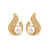 Gold-Tone Teardrop Pearl-Look Stud Earrings — Elegant Everyday Jewelry