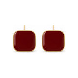 Burgundy Rounded Square Stud Earrings