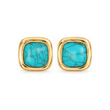 Turquoise-Tone Cushion Square Stud Earrings