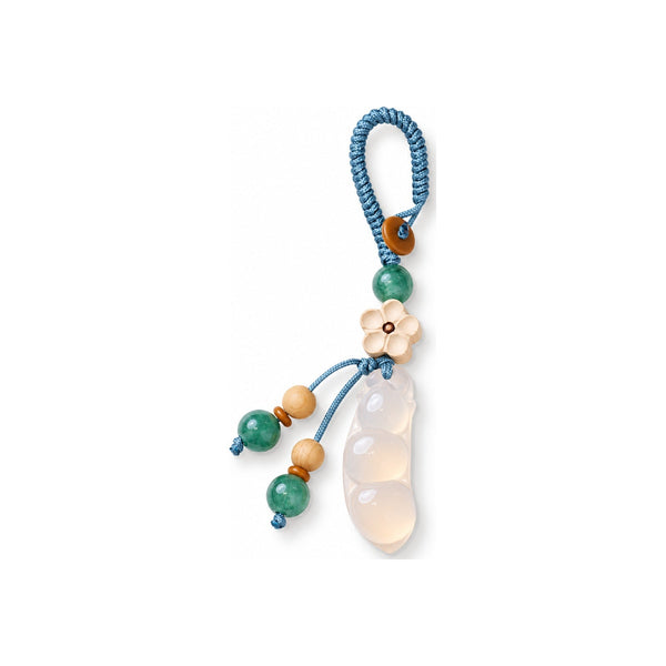 Pale Bean Pod and Flower Bag Charm