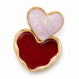 Burgundy Double Heart Drop Earrings
