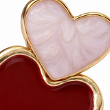 Burgundy Double Heart Drop Earrings
