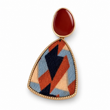 Burgundy Geometric Pattern Drop Earrings