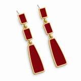 Burgundy Geometric Tiered Drop Earrings
