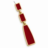 Burgundy Geometric Tiered Drop Earrings
