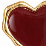 Burgundy Heart Gold-Tone Stud Earrings