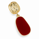 Burgundy Oval Gold-Tone Drop Earrings