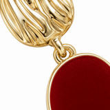 Burgundy Oval Gold-Tone Drop Earrings