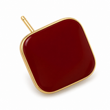 Burgundy Rounded Square Stud Earrings