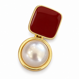 Burgundy Square Pearl-Look Drop Earrings — Bold Romantic Jewelry