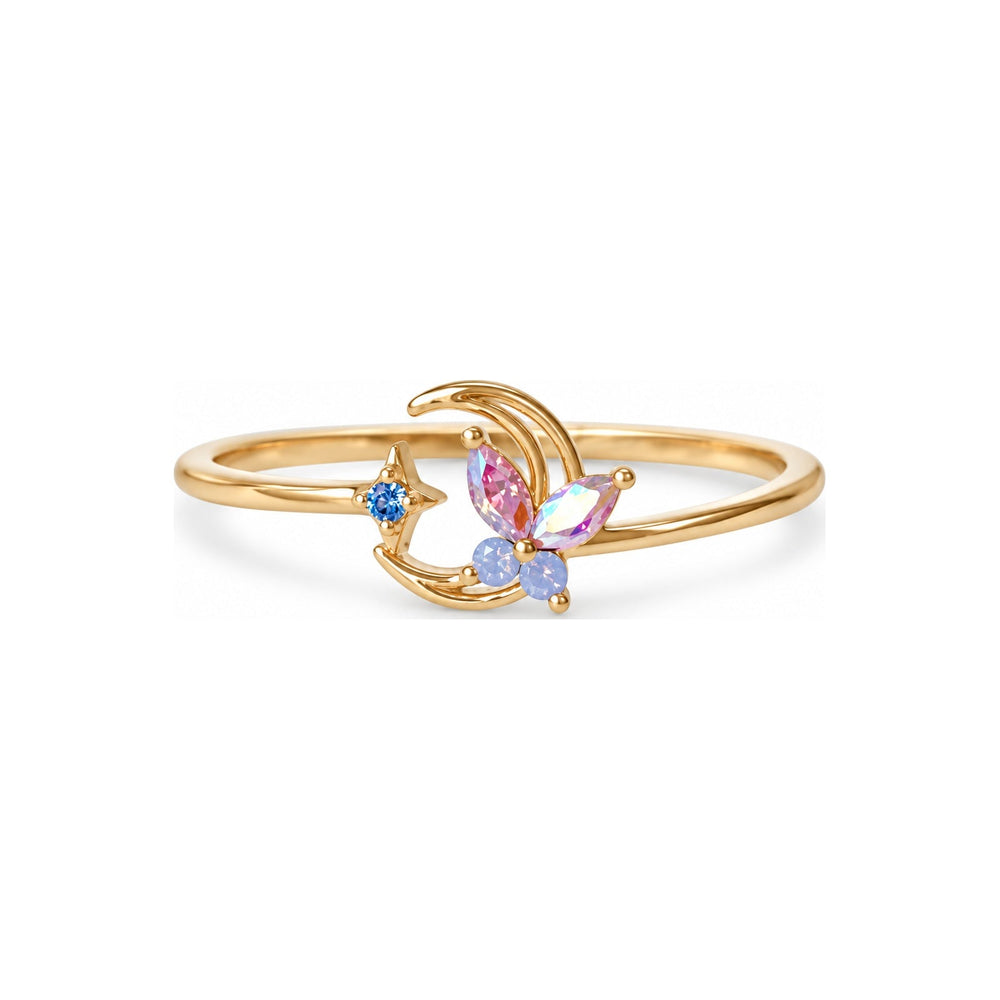 Crescent Butterfly Adjustable Ring