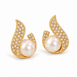 Gold-Tone Teardrop Pearl-Look Stud Earrings — Elegant Everyday Jewelry