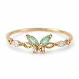 Mint Butterfly Adjustable Ring