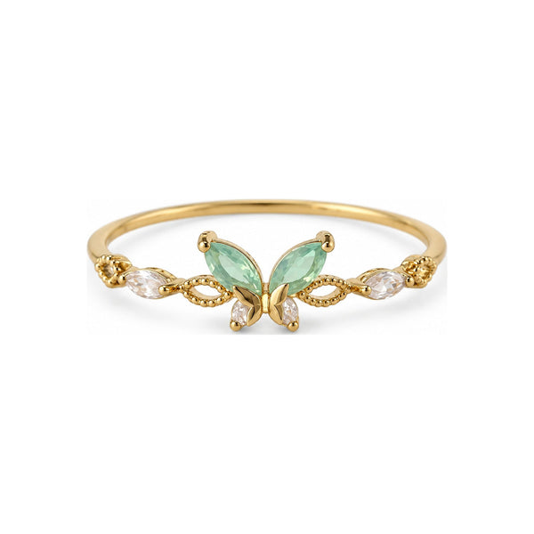 Mint Butterfly Adjustable Ring
