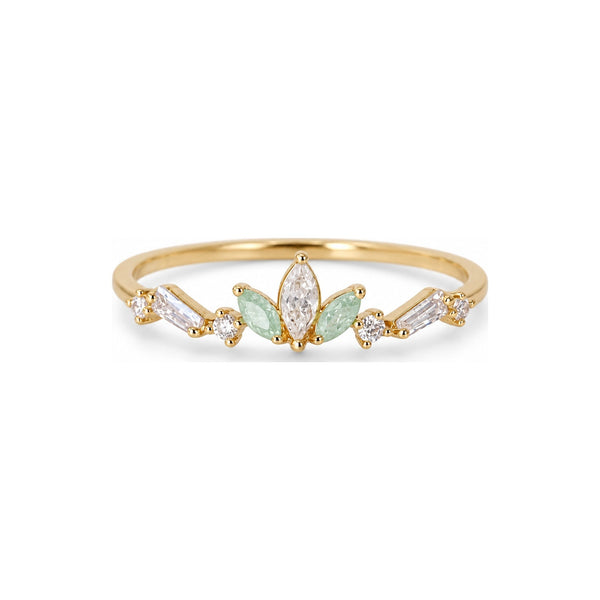 Mint Leaf Spray Adjustable Ring