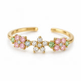 Pastel Daisy Row Adjustable Ring