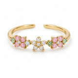 Pastel Daisy Row Adjustable Ring