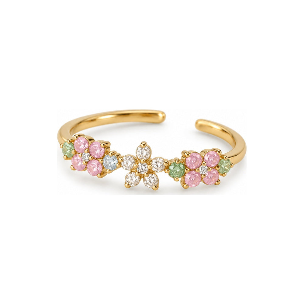Pastel Daisy Row Adjustable Ring