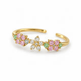 Pastel Daisy Row Adjustable Ring