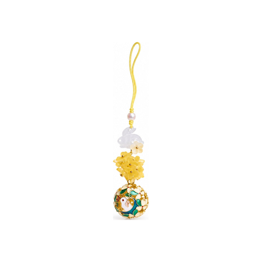 Rabbit and Yellow Flower Bell Charm