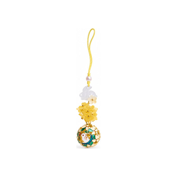 Rabbit and Yellow Flower Bell Charm