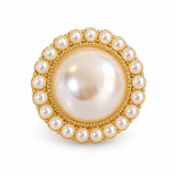 Round Pearl-Look Halo Stud Earrings — Sparkling Elegant Jewelry