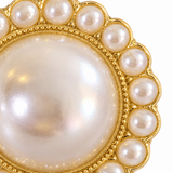 Round Pearl-Look Halo Stud Earrings — Sparkling Elegant Jewelry