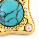 Turquoise-Tone Pearl-Look Corner Stud Earrings — Boho Chic Jewelry
