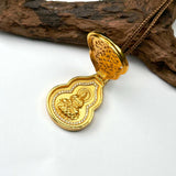 Sand Gold Opening Hulu Locket — Reversible Buddha Secret Pendant Necklace