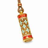 Sand Gold 3D Carved Column Pendant — Zen Fortune Talisman Necklace