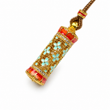 Sand Gold 3D Carved Column Pendant — Zen Fortune Talisman Necklace