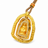 Sand Gold Enamel Pomegranate Pendant — Reversible Double Happiness Necklace