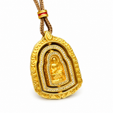 Sand Gold Enamel Pomegranate Pendant — Reversible Double Happiness Necklace